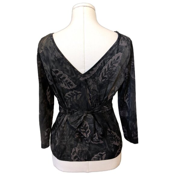 Vintage Y2K Fairweather V-Neck Babydoll Top Floral Whimsygoth Vamp Fairycore L - Picture 6 of 10